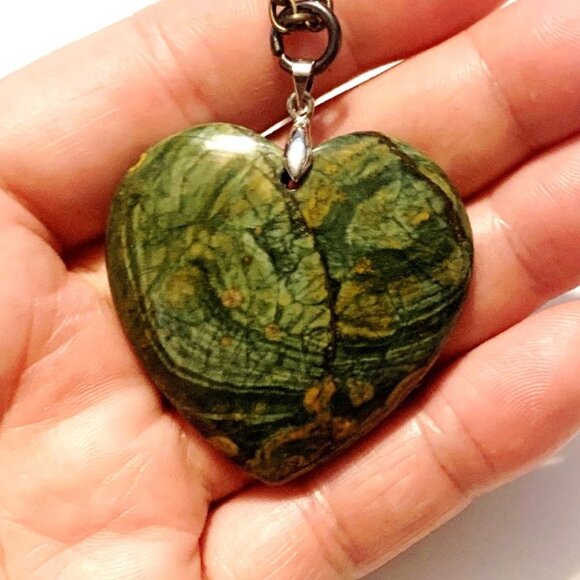 Ocean Jasper Heart Pendant Necklace – Renewal, Joy & Emotional Flow - Picture 4 of 6
